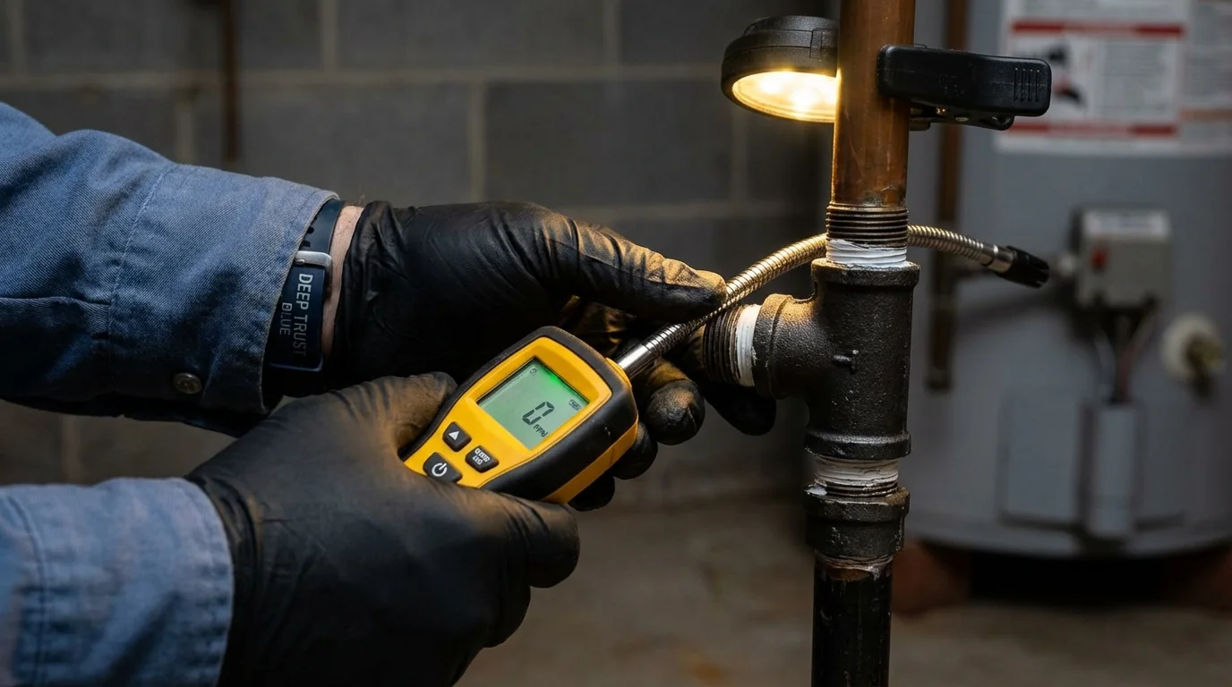 Gas leak detection with electronic sniffer by Johns Plumbing LLC in Centereach